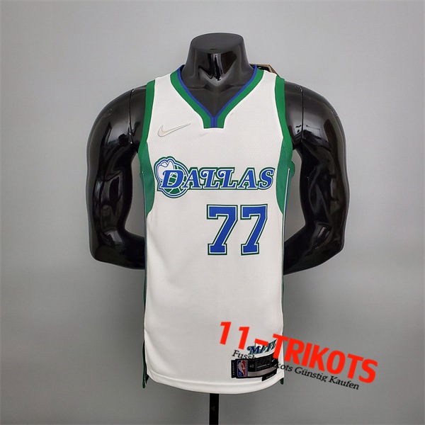 Dallas Mavericks (Doncic #77) NBA Trikots 2022 Weiß/Grün City Edition
