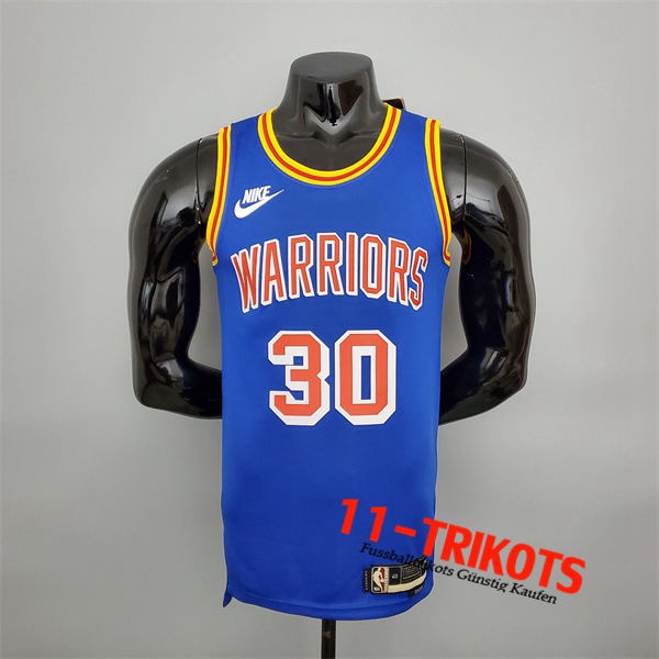 Golden State Warriors (Curry #30) NBA Trikots Blau Retro 75th Anniversary