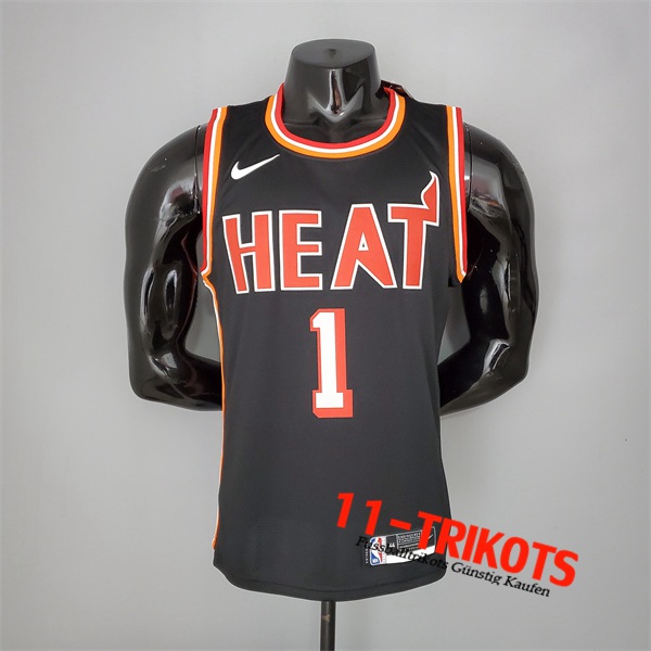 Miami Heat (Bosh #1) NBA Trikots 2018 Schwarz Retro Night