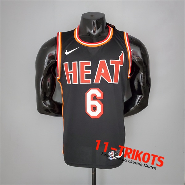 Miami Heat (James #6) NBA Trikots 2018 Schwarz Retro Night