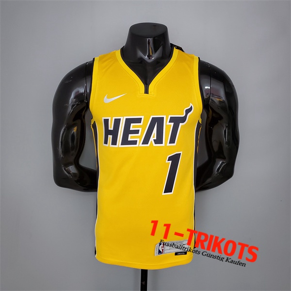 Miami Heat (Bosh #1) NBA Trikots 2021 Gelb Bonus Edition