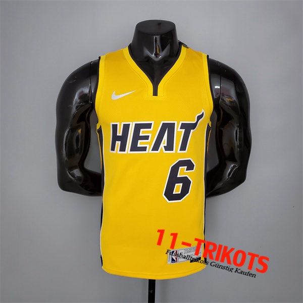 Miami Heat (James #6) NBA Trikots 2021 Gelb Bonus Edition