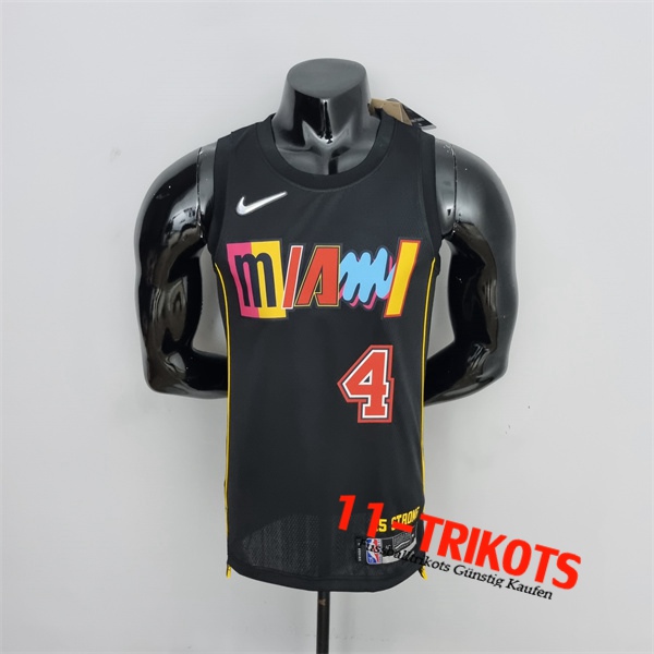 Miami Heat (Oladipo #4) NBA Trikots 2022 Season Schwarz City Edition