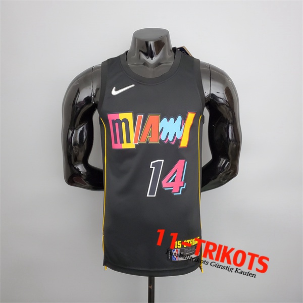 Neues Miami Heat (Herro #14) NBA Trikots 2022 Season Schwarz City Edition