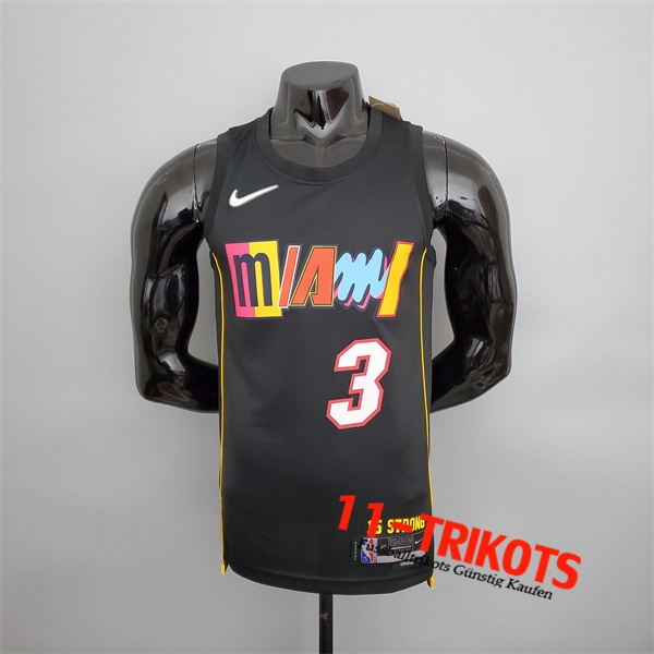 Miami Heat (Wade #3) NBA Trikots 2022 Season Schwarz City Edition