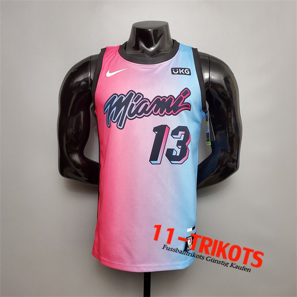 Neues Miami Heat (Adebayo #13) NBA Trikots Rosa/Blau Gradient Color City Edition