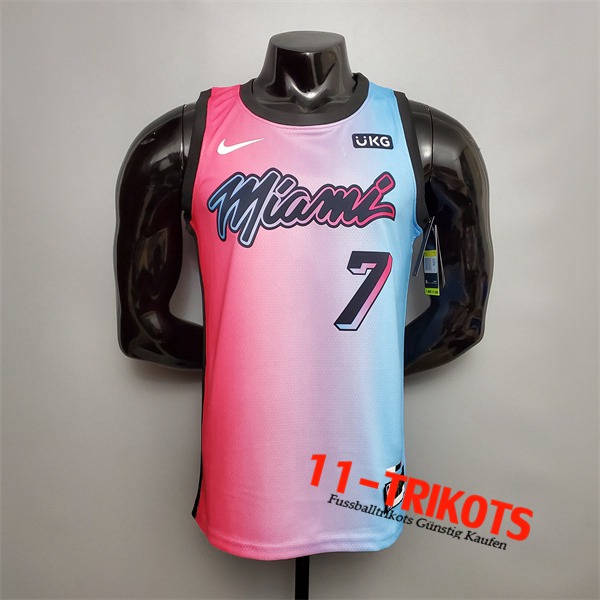 Neues Miami Heat (Dragic #7) NBA Trikots Rosa/Blau Gradient Color City Edition