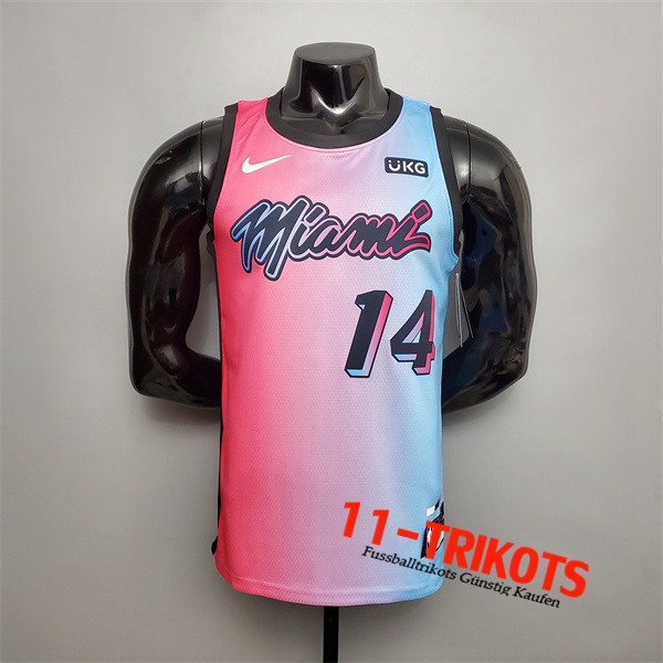 Neues Miami Heat (Herro #14) NBA Trikots Rosa/Blau Gradient Color City Edition
