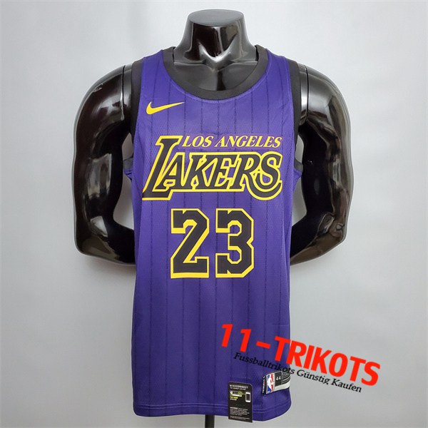 Los Angeles Lakers (James #23) NBA Trikots Violett Encolure Ronde