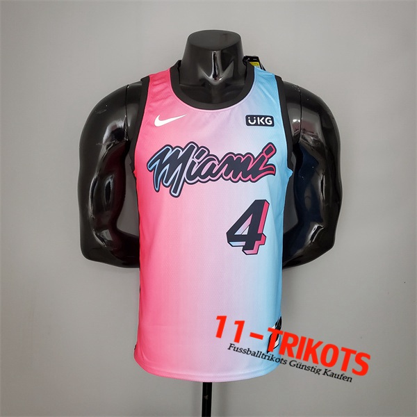 Neues Miami Heat (Oladipo #4) NBA Trikots Rosa/Blau Gradient Color City Edition