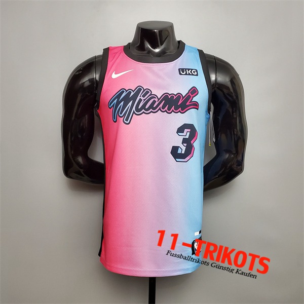Neues Miami Heat (Wade #3) NBA Trikots Rosa/Blau Gradient Color City Edition