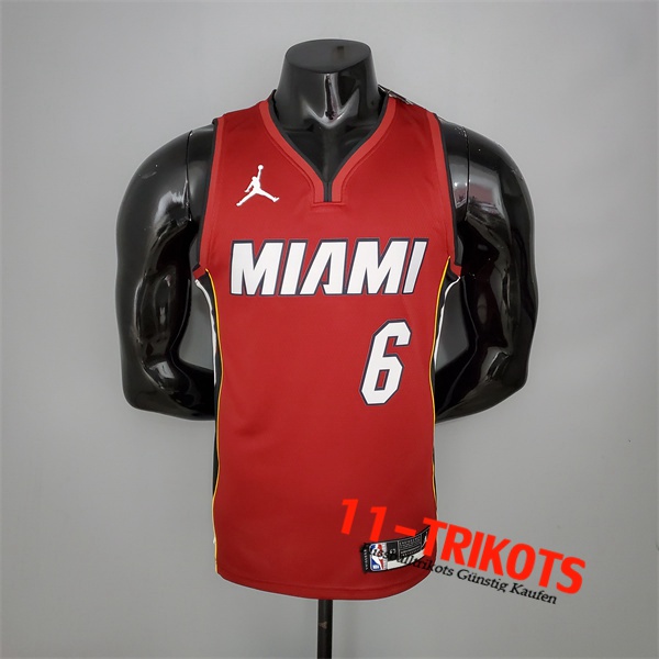 Neues Miami Heat (James #6) NBA Trikots Rotwein