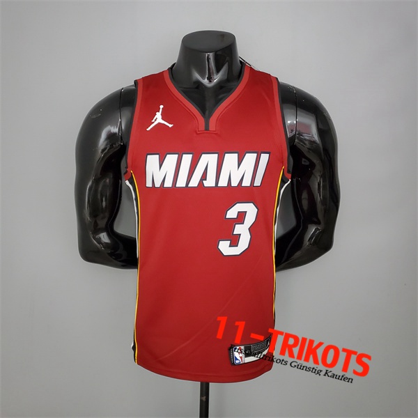 Neues Miami Heat (Wade #3) NBA Trikots Rotwein