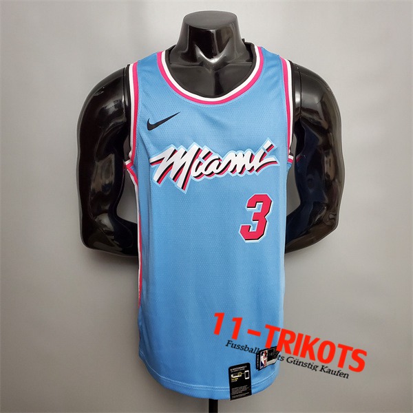 Miami Heat (Wade #3) NBA Trikots Blau Encolure Ronde