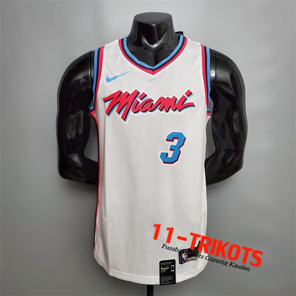 Miami Heat (Wade #3) NBA Trikots Weiß V-collerette