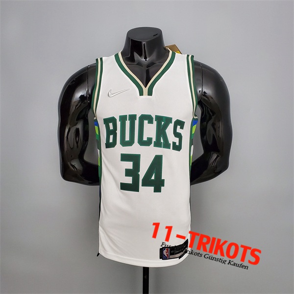 Milwaukee Bucks (Antetokounmpo #34) NBA Trikots 2022 Weiß