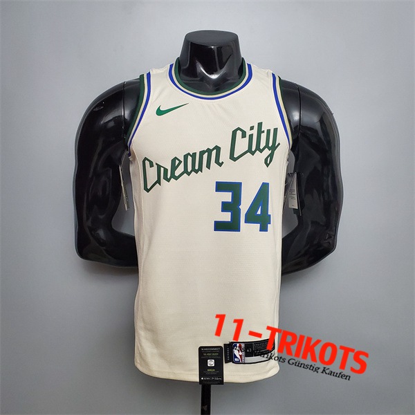 Milwaukee Bucks (Antetokounmpo #34) NBA Trikots Beige