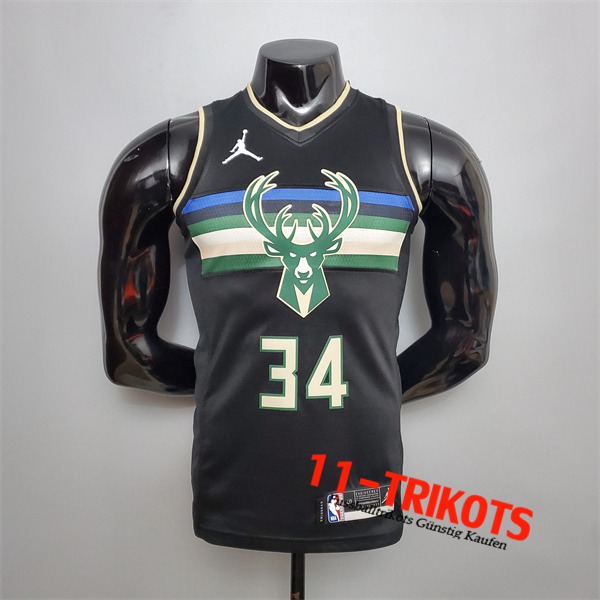 Neues Milwaukee Bucks (Antetokounmpo #34) NBA Trikots Schwarz Jordan Theme Edition