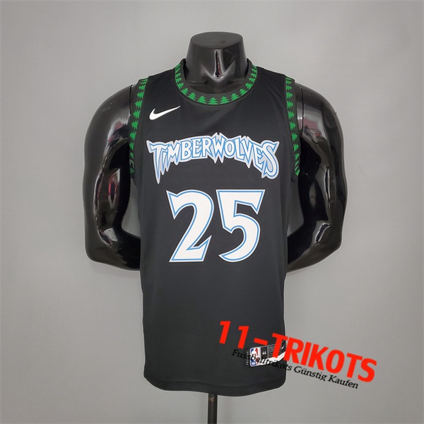 Minnesota Timberwolves (Rosa #25) NBA Trikots 2018 Retro Schwarz