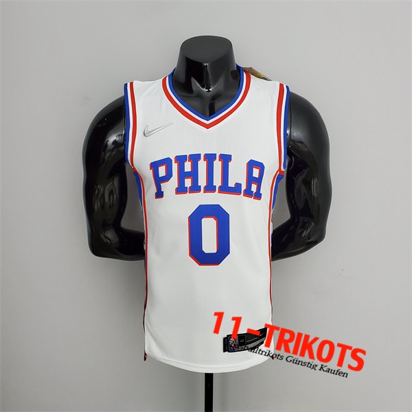 Philadelphia 76ers (Maxey #0) NBA Trikots Weiß 75th Anniversary