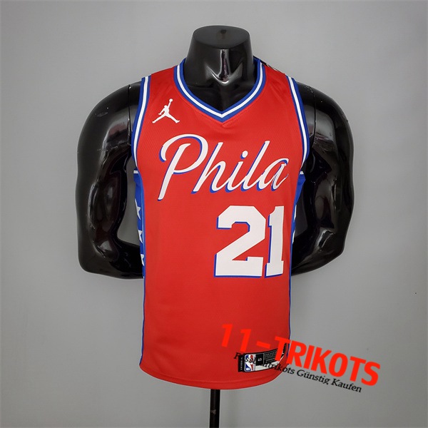 Philadelphia 76ers (Embiid #21) NBA Trikots 2021 Rot Jordan Themed