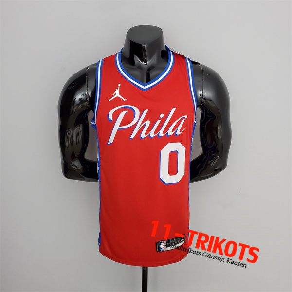 Philadelphia 76ers (Maxey #0) NBA Trikots 2021 Rot Jordan Themed