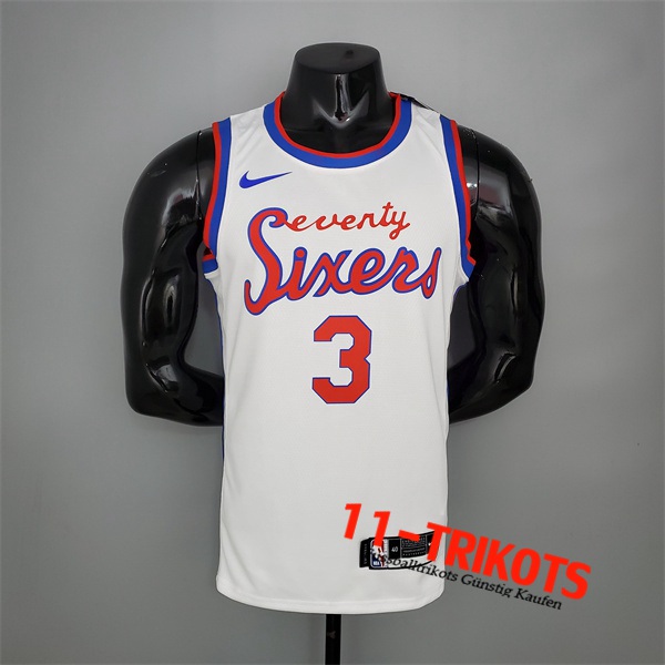 Philadelphia 76ers (Iverson #3) NBA Trikots 2021 Weiß Retro limited