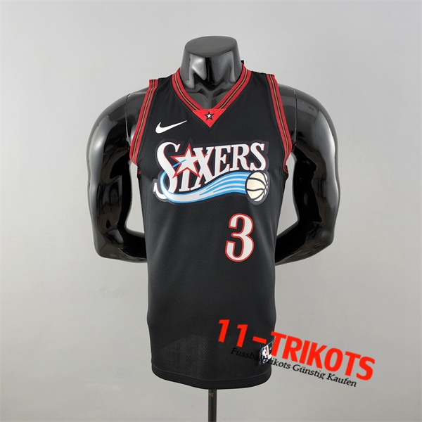 Philadelphia 76ers (Iverson #3) NBA Trikots Retro Big Meteor Schwarz