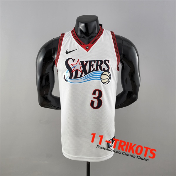 Philadelphia 76ers (Iverson #3) NBA Trikots Retro Big Meteor Weiß