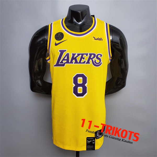 Los Angeles Lakers (Bryant #8) NBA Trikots Gelb Encolure Ronde Commemorative Edition