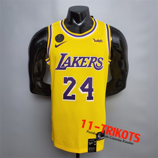 Los Angeles Lakers (Bryant #24) NBA Trikots Gelb Encolure Ronde Commemorative Edition