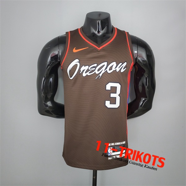 Portland Trail Blazers (Mccollum #3) NBA Trikots 2021 Braun City Edition