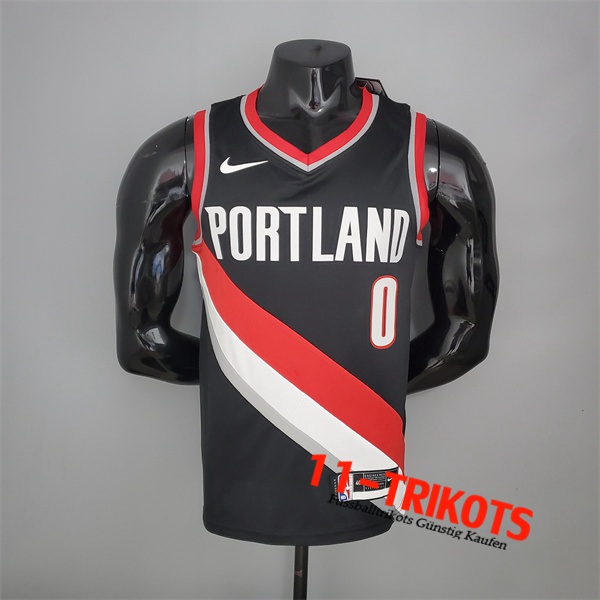 Portland Trail Blazers (Lillard #0) 2021 NBA Heimtrikot Schwarz