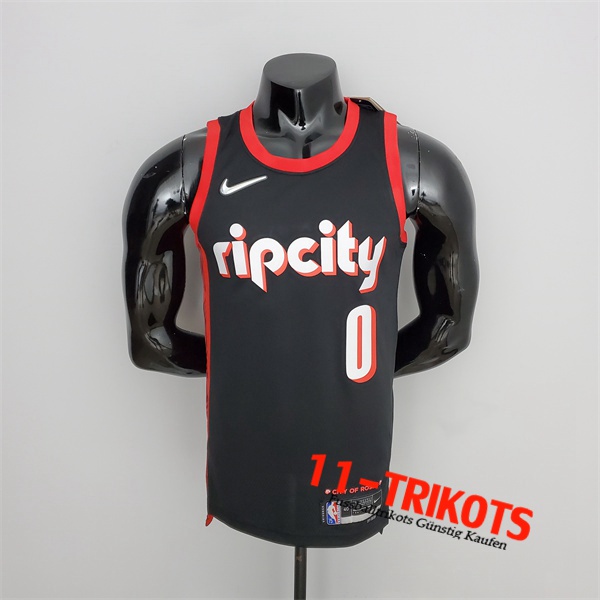 Portland Trail Blazers (Lillard #0) NBA Trikots 2022 Season Schwarz Urban Edition