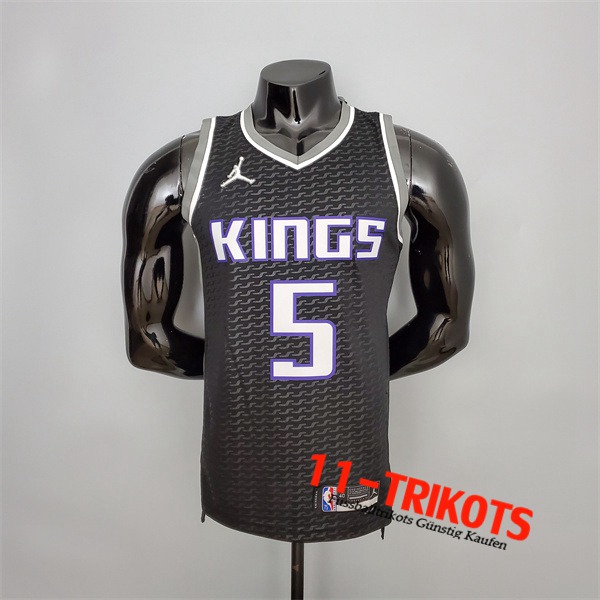 Sacramento Kings (Fox #5) NBA Trikots Schwarz 75th Anniversary Jordan