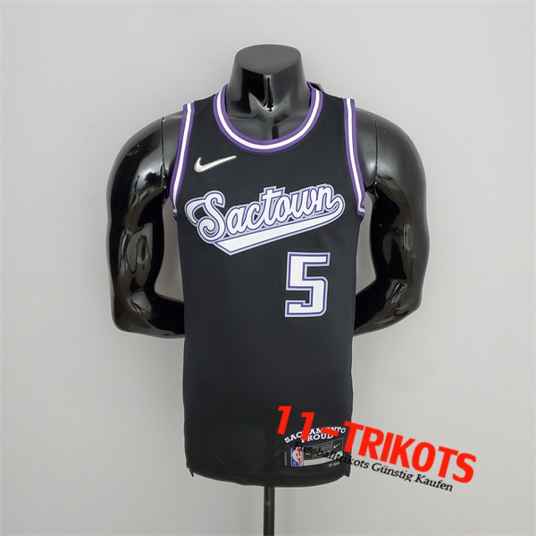 Sacramento Kings (Fox #5) NBA Trikots 2022 Season Schwarz City Edition