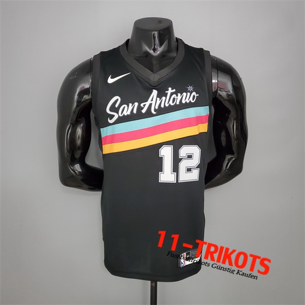 Neues San Antonio Spurs (Aldridge #12) NBA Trikots Schwarz City Edition