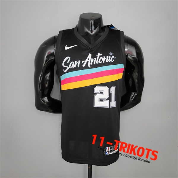 Neues San Antonio Spurs (Duncan #21) NBA Trikots Schwarz City Edition