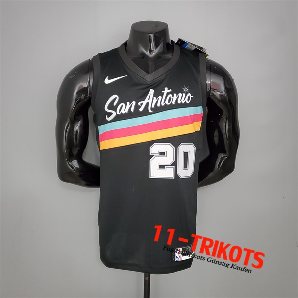 Neues San Antonio Spurs (Ginobili #20) NBA Trikots Schwarz City Edition