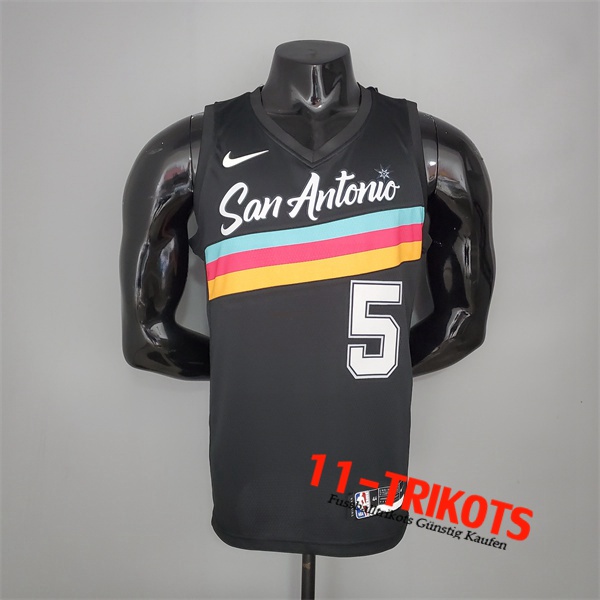 Neues San Antonio Spurs (Murray #5) NBA Trikots Schwarz City Edition