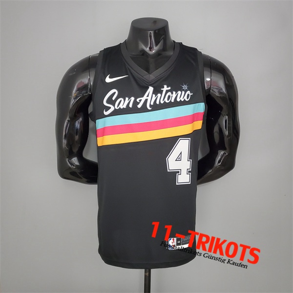 Neues San Antonio Spurs (White #4) NBA Trikots Schwarz City Edition