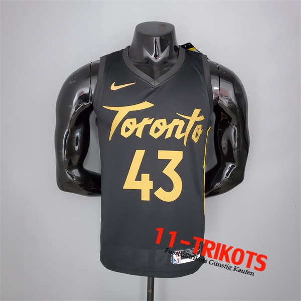 Toronto Raptors (Siakam #43) NBA Trikots 2021 Season Schwarz Gold