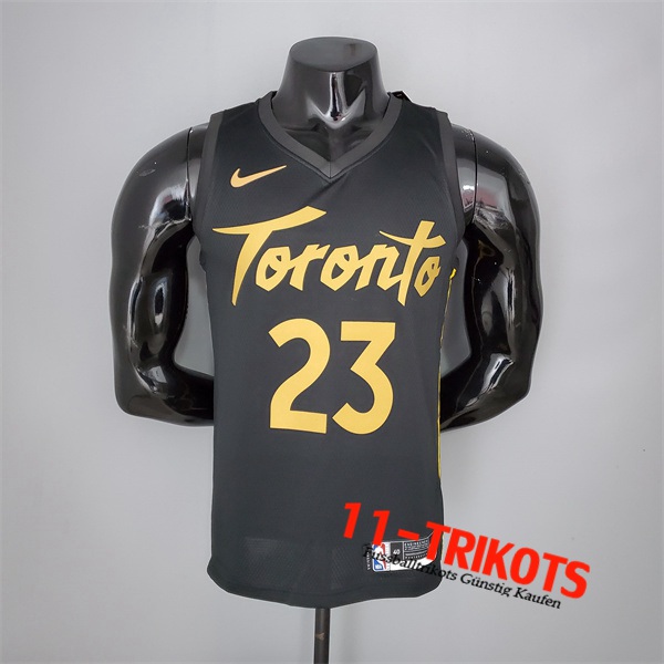 Toronto Raptors (Vanvleet #23) NBA Trikots 2021 Season Schwarz Gold