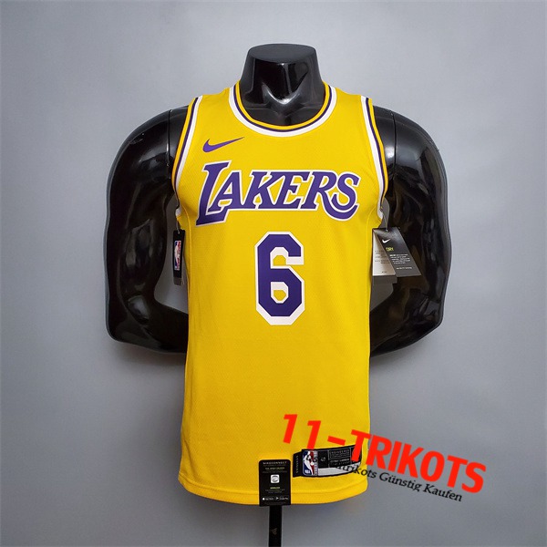 Los Angeles Lakers (James #6) NBA Trikots Gelb Encolure Ronde