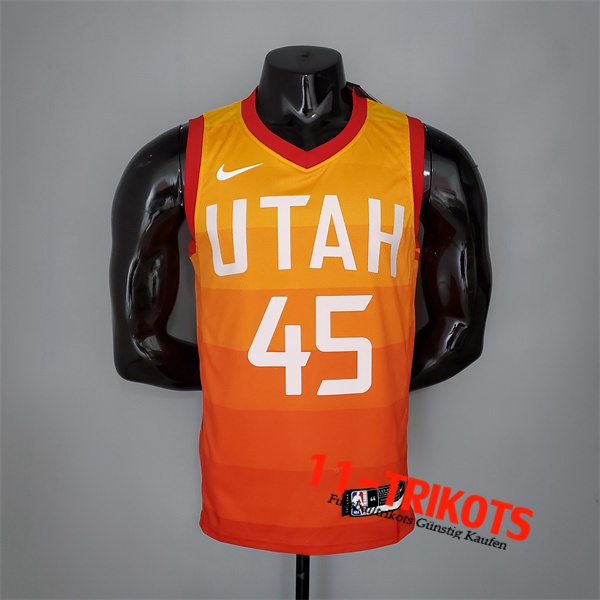 Utah Jazz (Mitchell #45) NBA Trikots 2019 Rainbow Gradient Orange