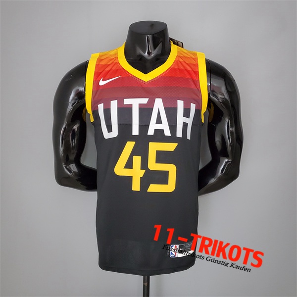 Utah Jazz (Mithcell #45) NBA Trikots 2021 Schwarz/Rot City Edition