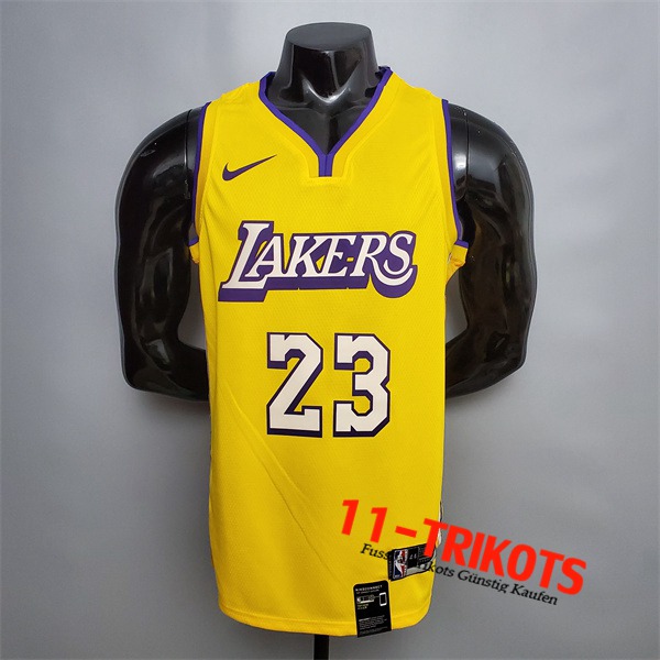 Los Angeles Lakers (James #23) NBA Trikots Gelb V-collerette City Edition