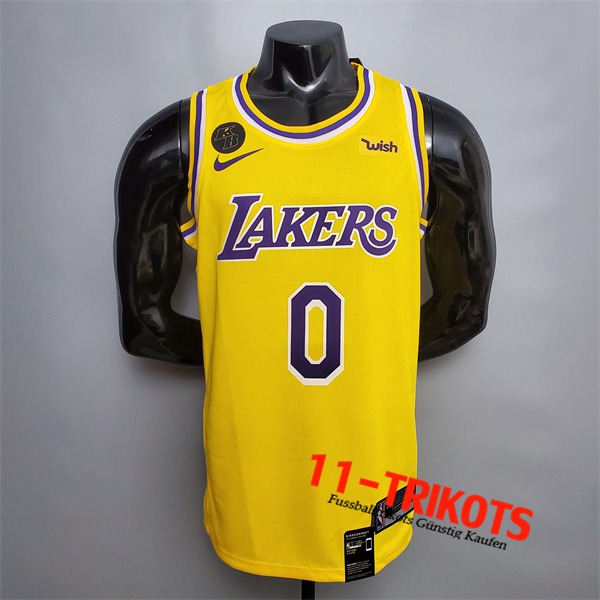 Los Angeles Lakers (Kuzma #0) NBA Trikots Gelb Encolure Ronde Commemorative Edition