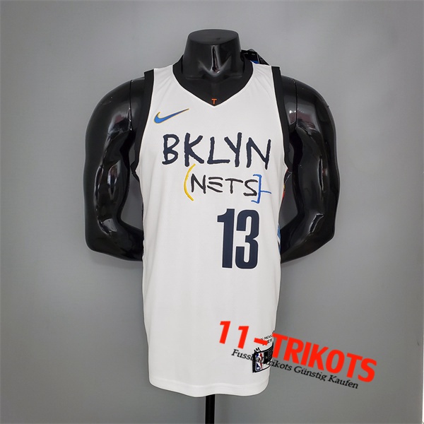 Brooklyn Nets (Harden #13) NBA Trikots Weiß Graffiti