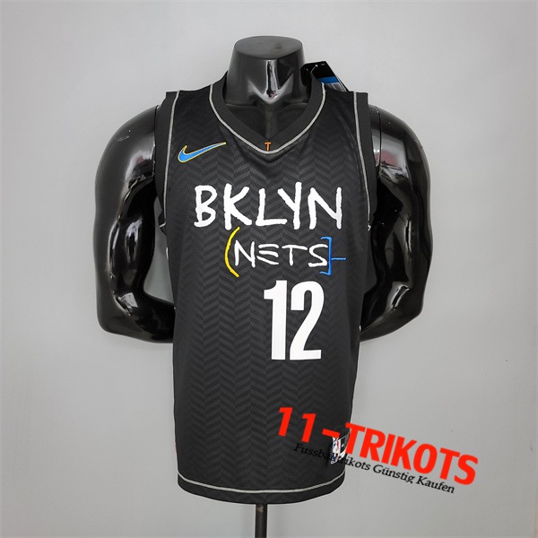 Neues Brooklyn Nets (Harris #12) NBA Trikots Schwarz City Edition